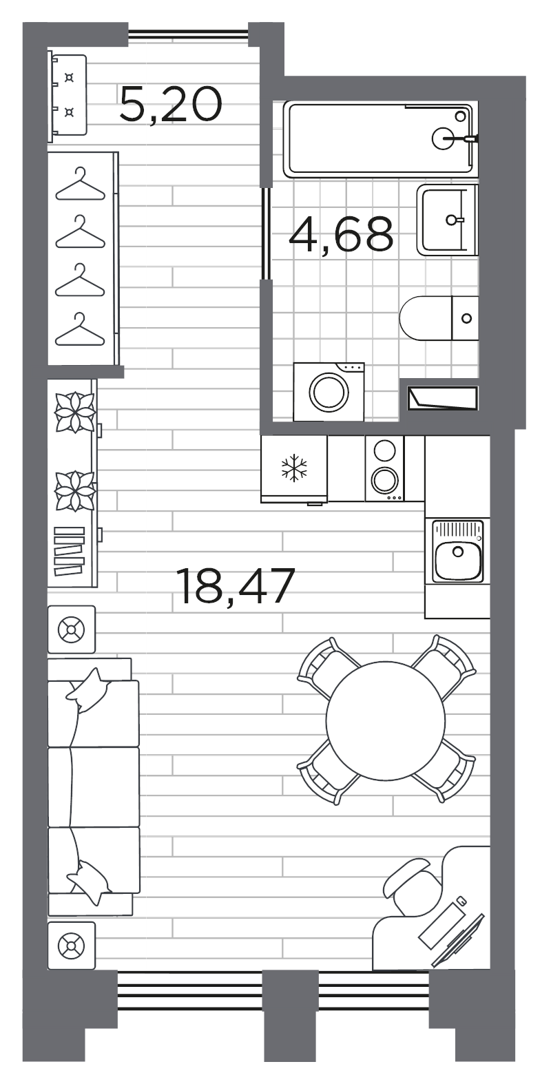 Студия 28,4 м²