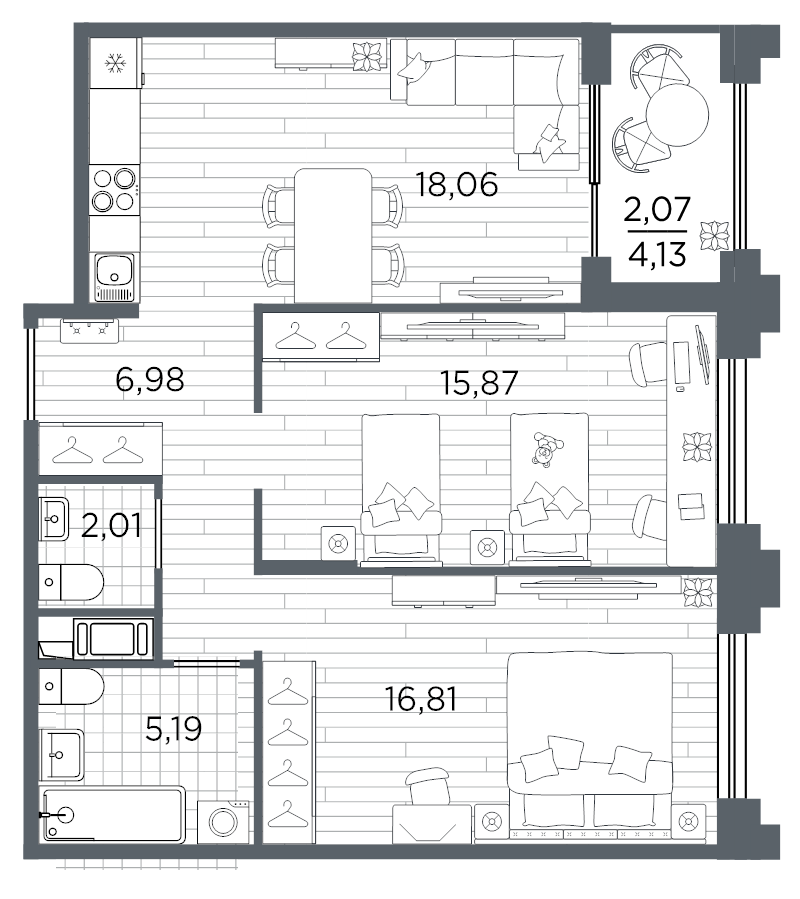 3 ккв (Евро) 67 м²
