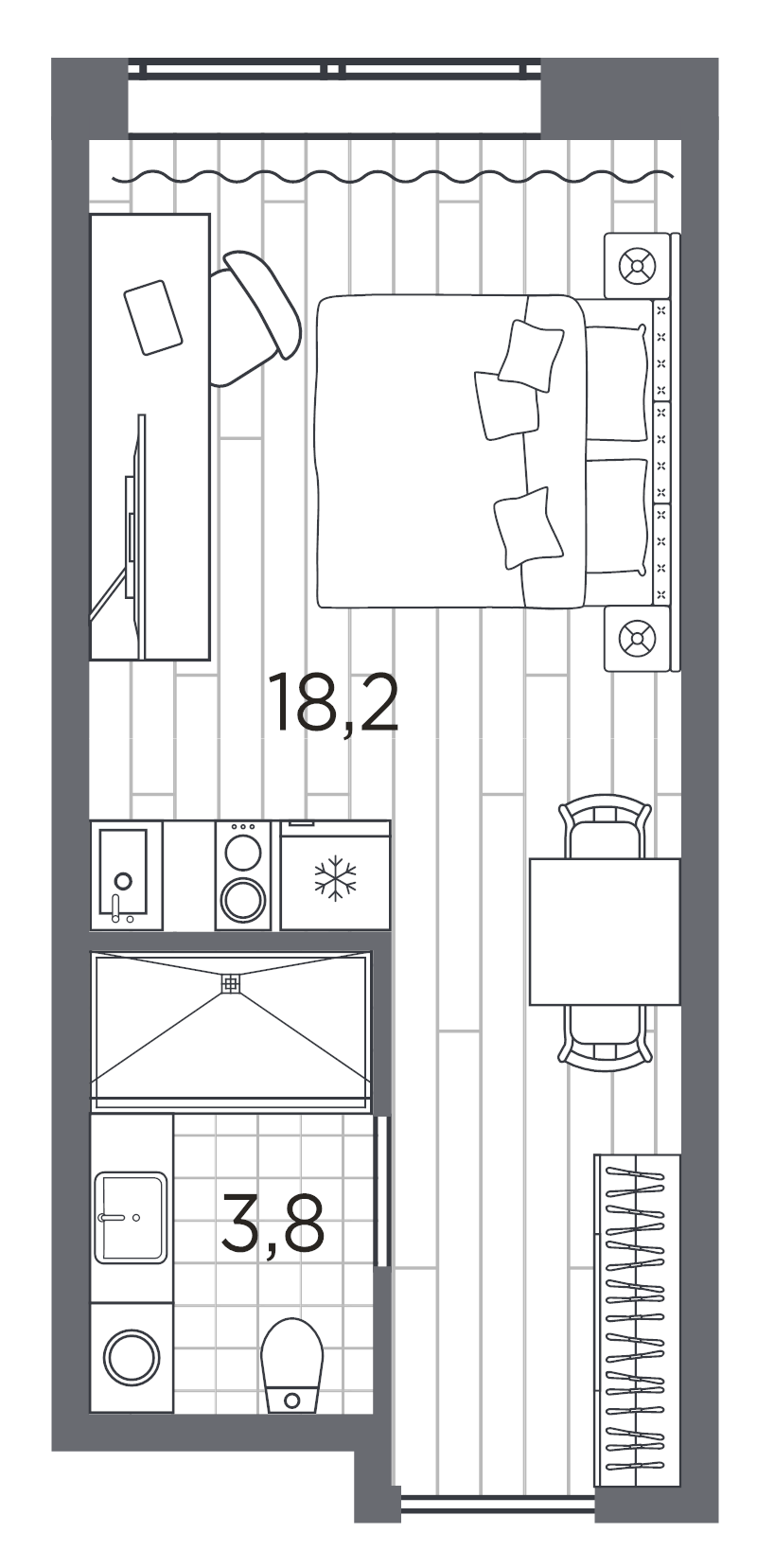 Студия 22 м²