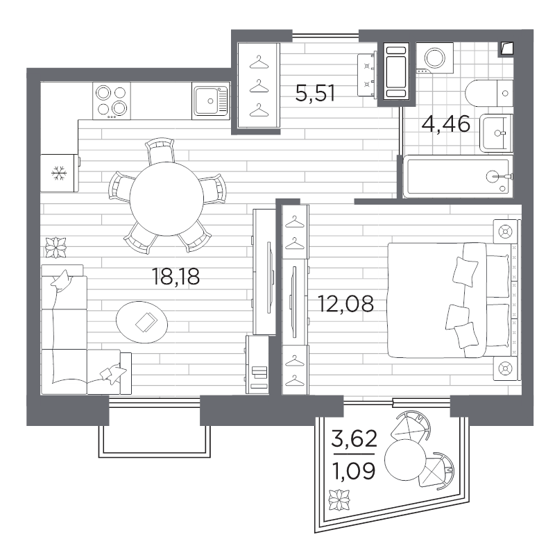 2 ккв (Евро) 41,3 м²