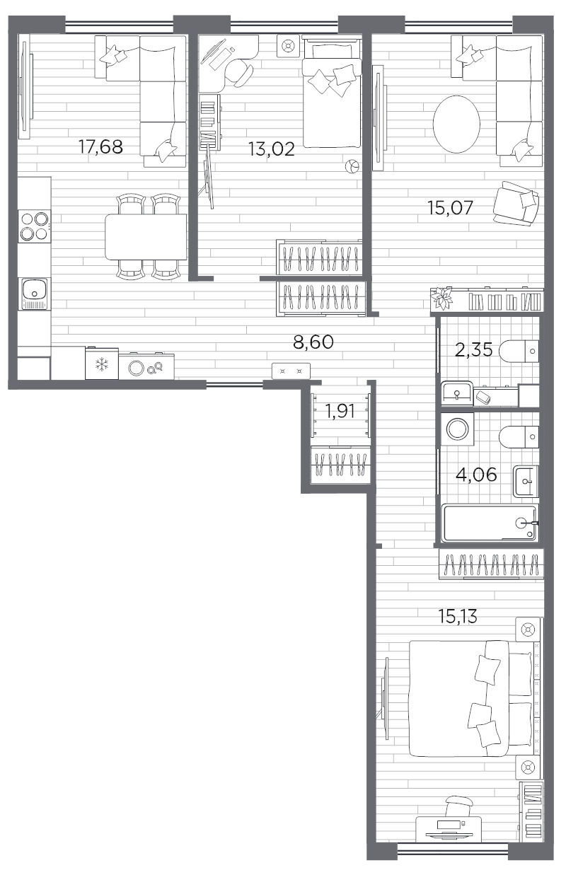 4 ккв (Евро) 78,8 м²