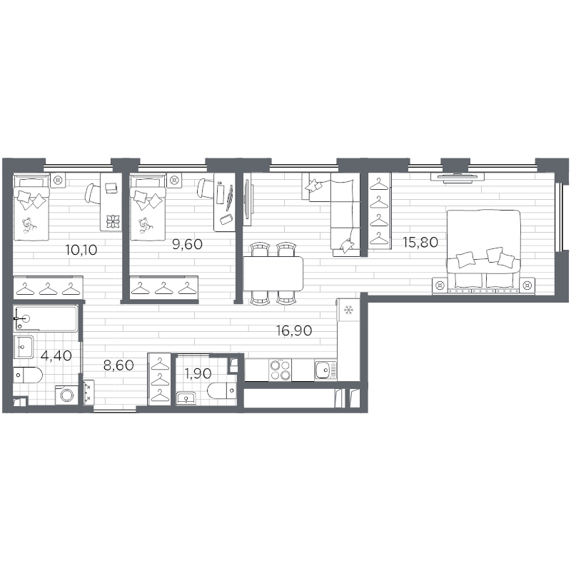 4 ккв (Евро) 67,3 м²