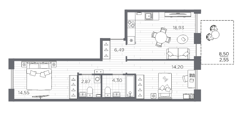 3 ккв (Евро) 63,9 м²