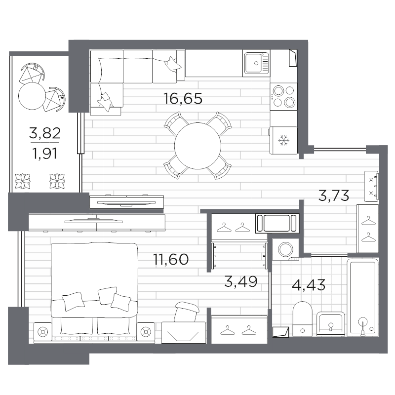 2 ккв (Евро) 41,8 м²
