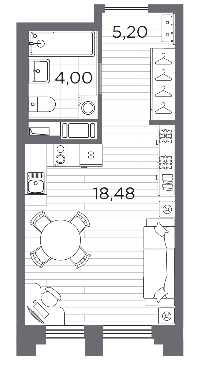 Студия 27,7 м²