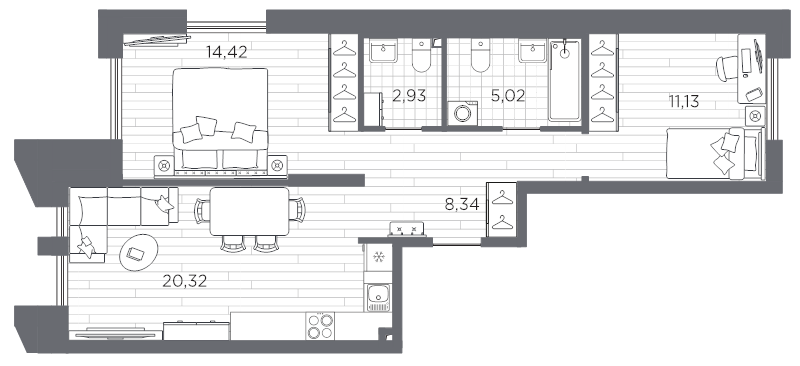 3 ккв (Евро) 62,2 м²