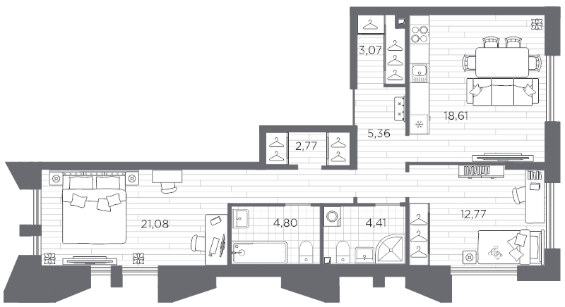3 ккв (Евро) 72,9 м²