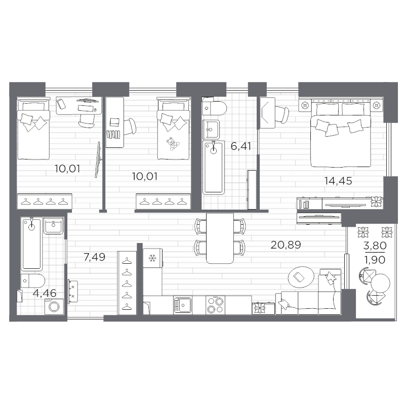4 ккв (Евро) 75,6 м²