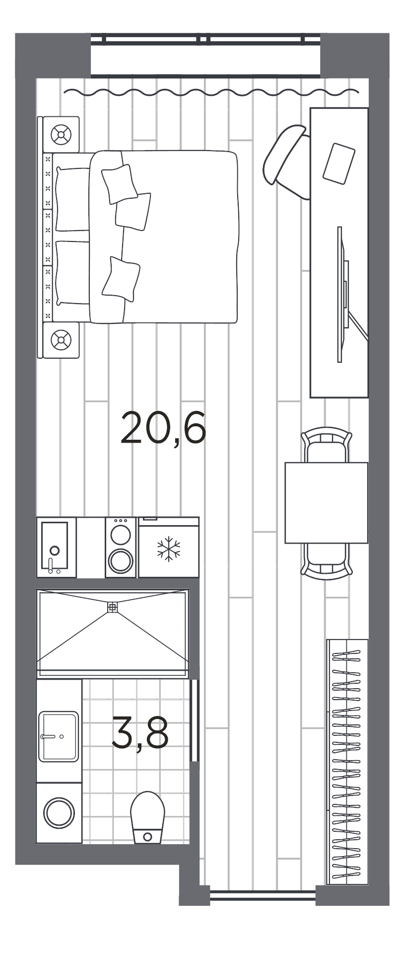 Студия 24,4 м²