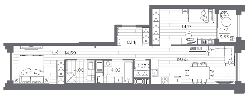 3 ккв (Евро) 68,1 м²
