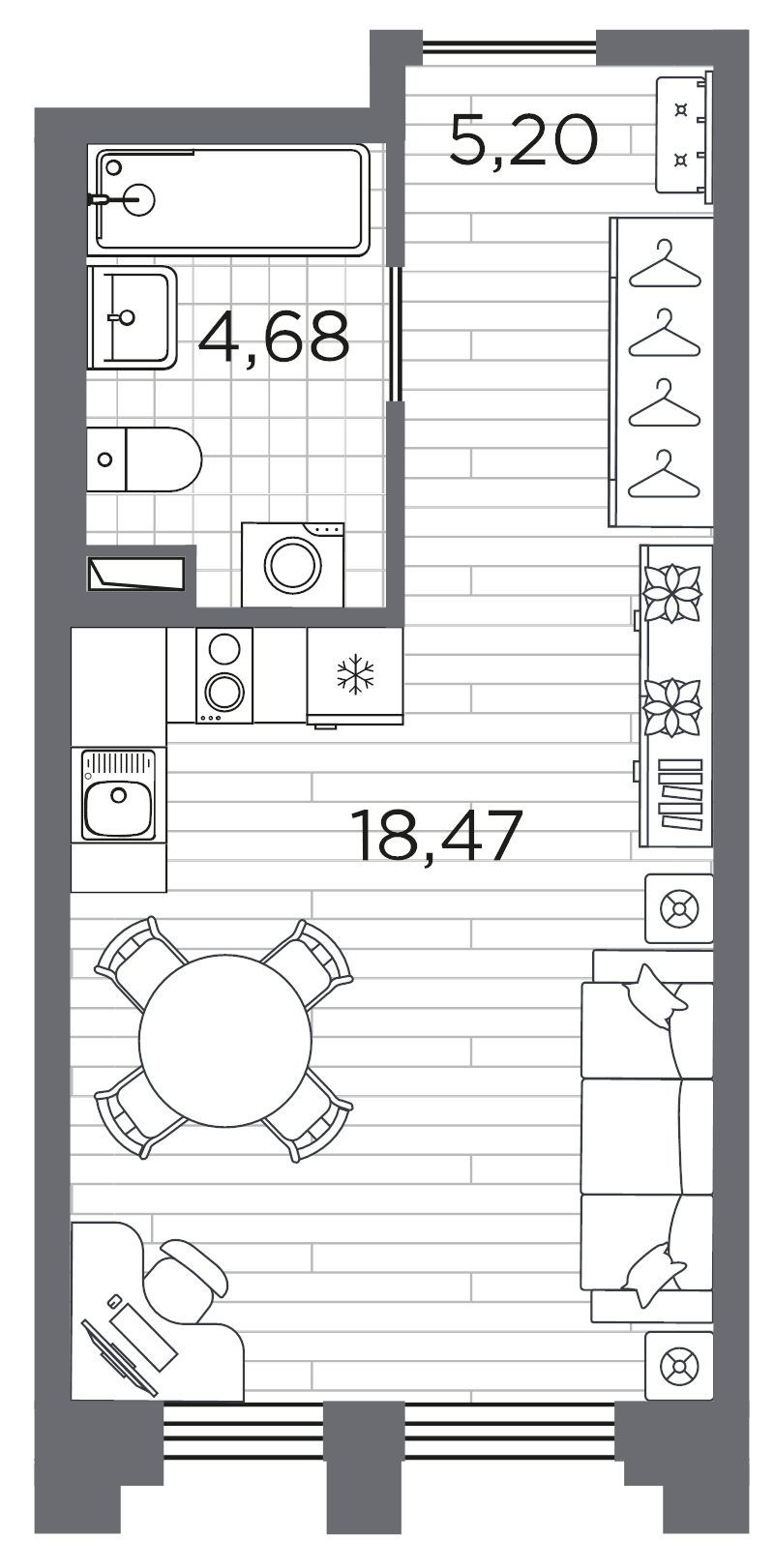 Студия 28,4 м²