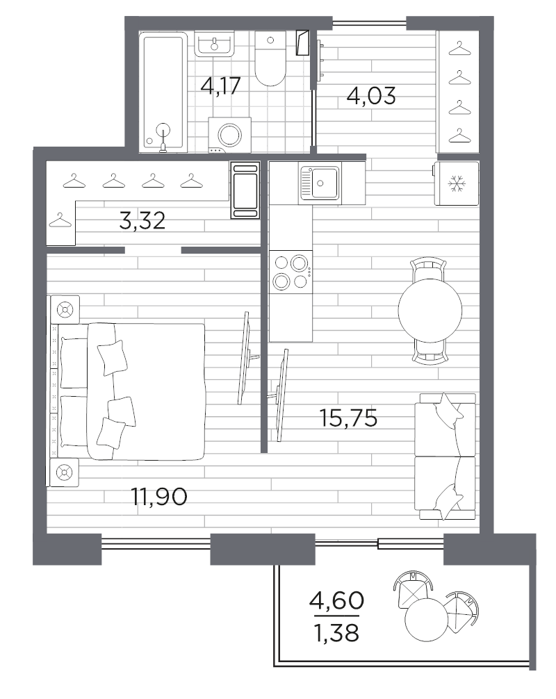 2 ккв (Евро) 40,6 м²