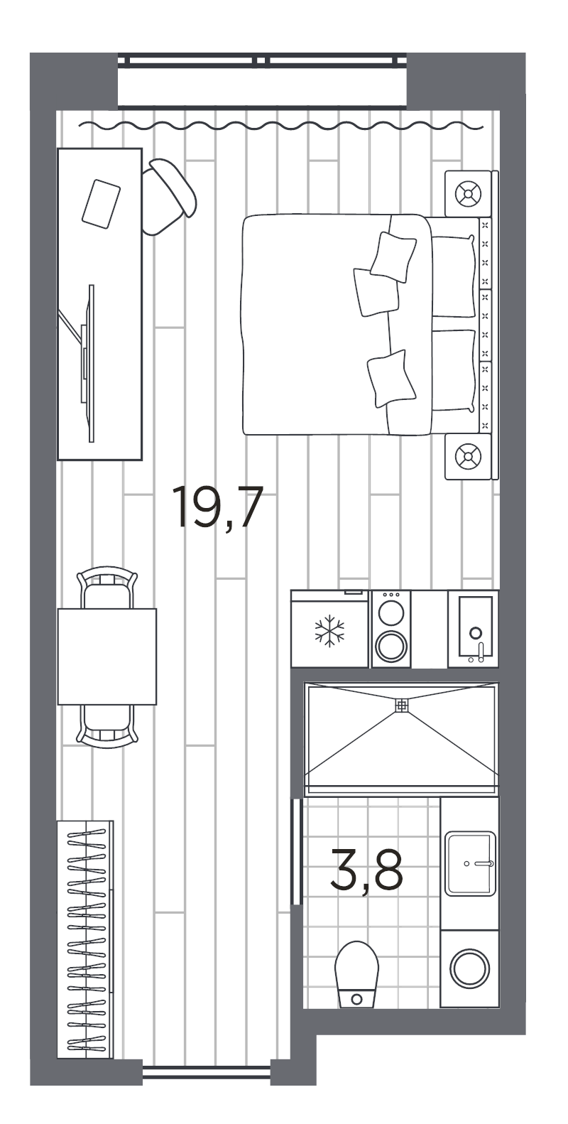 Студия 23,5 м²