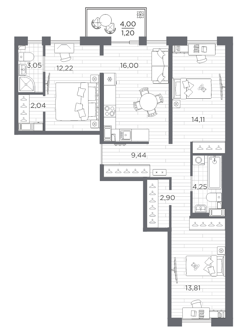 4 ккв (Евро) 79 м²