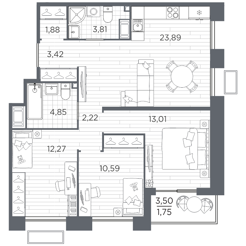 4 ккв (Евро) 77,7 м²