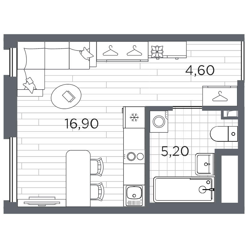 Студия 26,7 м²