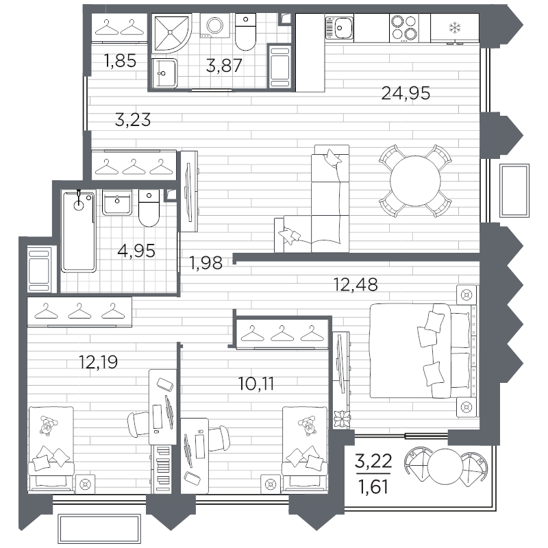 4 ккв (Евро) 77,2 м²