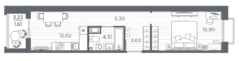 1 ккв 42,8 м²