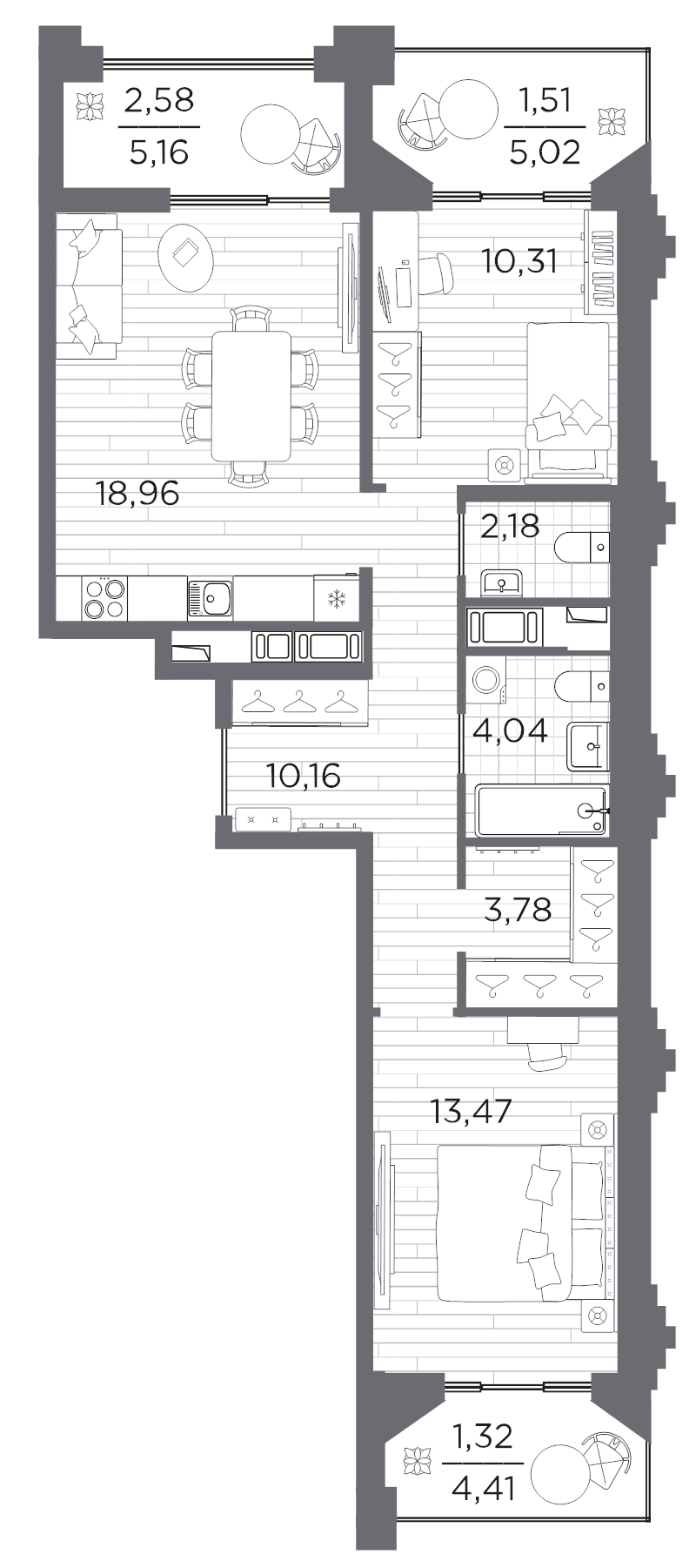 3 ккв (Евро) 68,3 м²