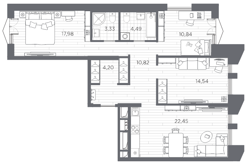 4 ккв (Евро) 88,7 м²