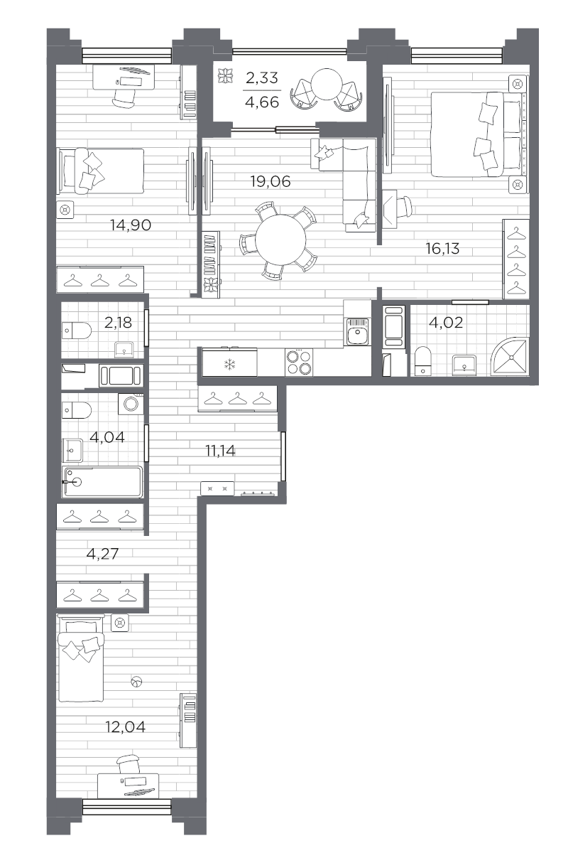 4 ккв (Евро) 90,1 м²