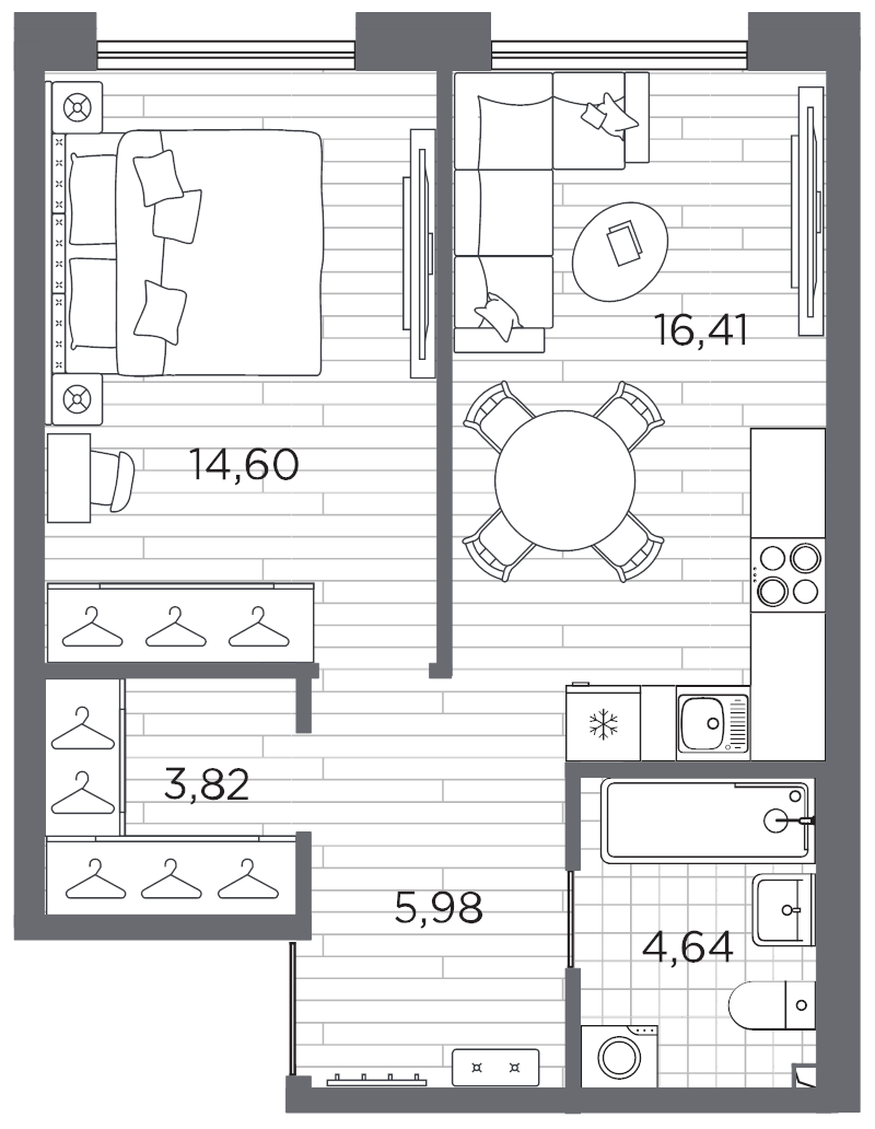 2 ккв (Евро) 45,5 м²