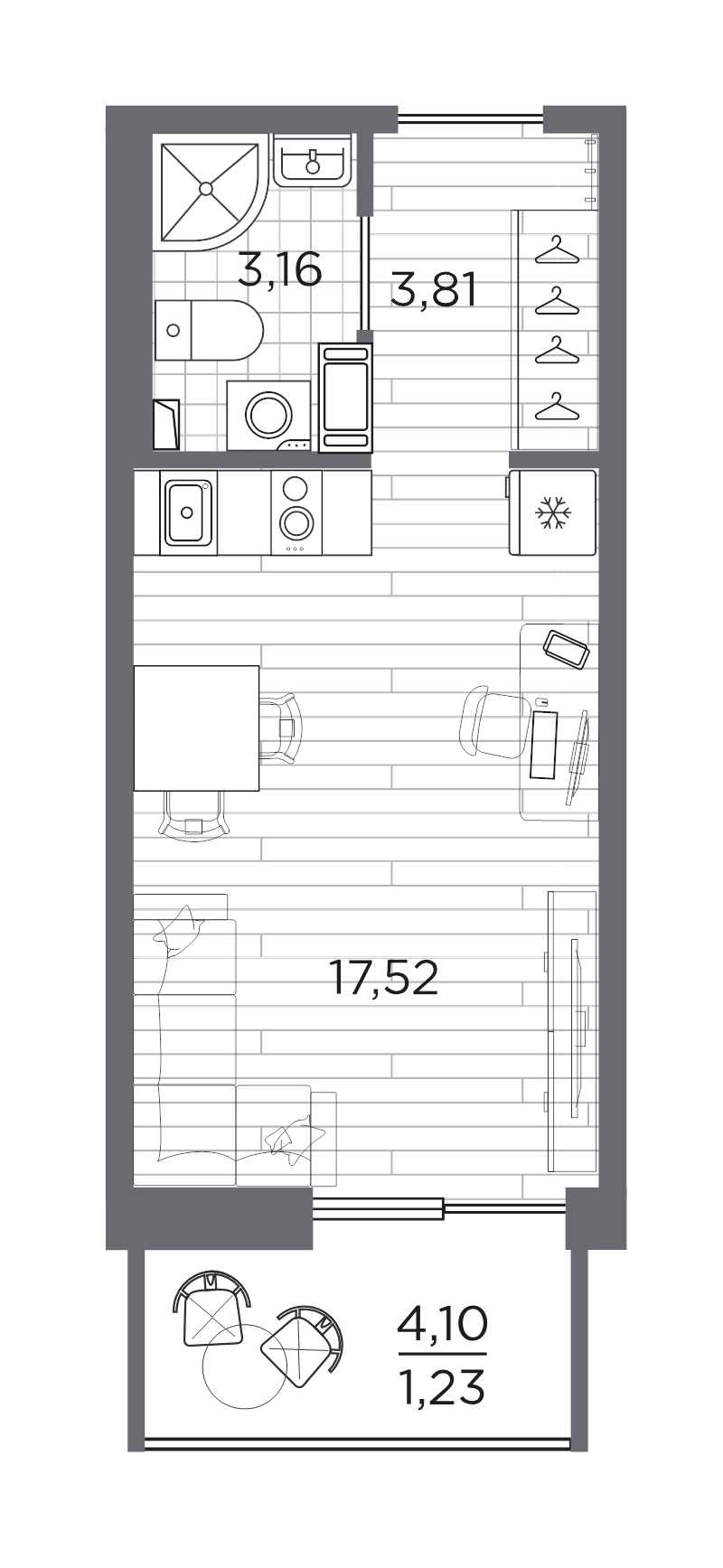 Студия 25,7 м²