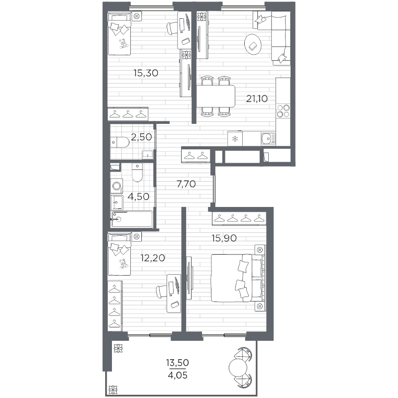 4 ккв (Евро) 82,8 м²