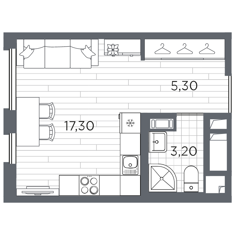 Студия 25,8 м²