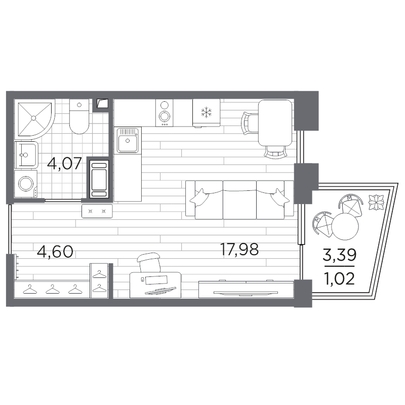 Студия 27,7 м²