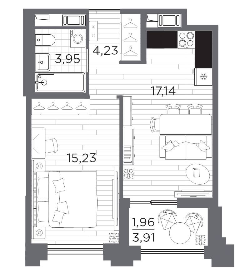 2 ккв (Евро) 42,5 м²