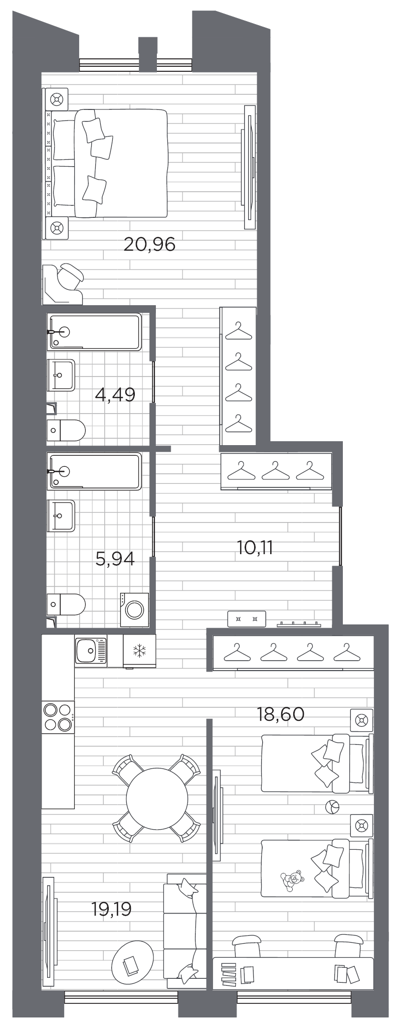 3 ккв (Евро) 79,3 м²
