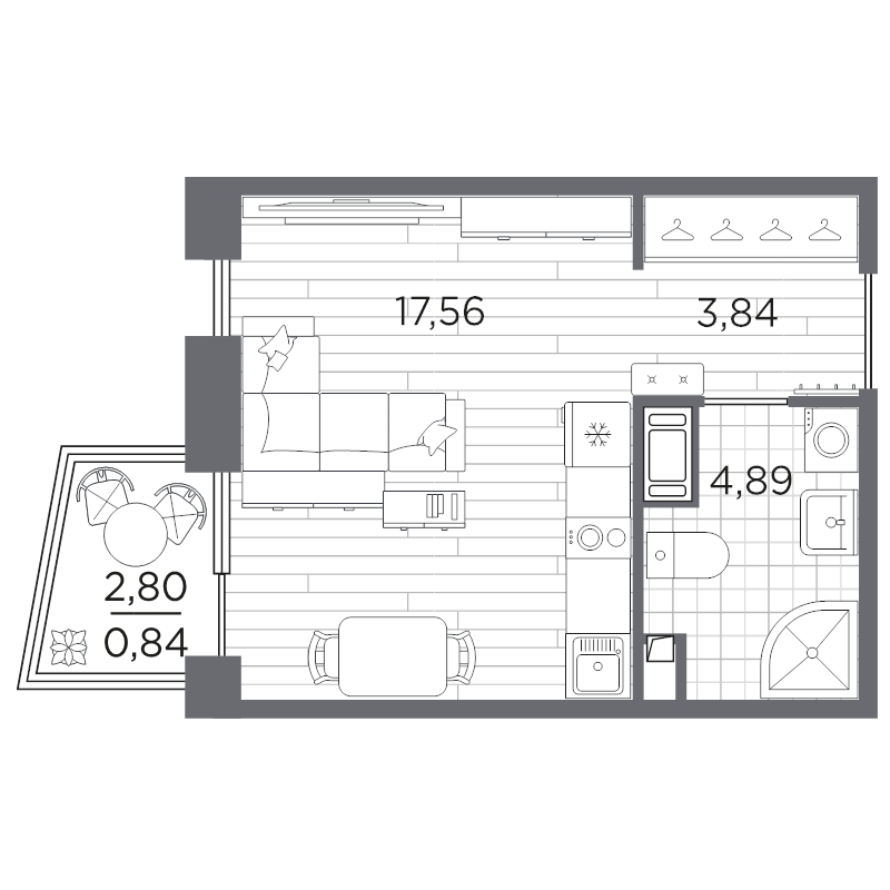 Студия 27,1 м²