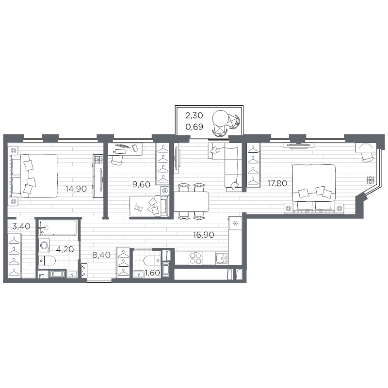 4 ккв (Евро) 77,5 м²