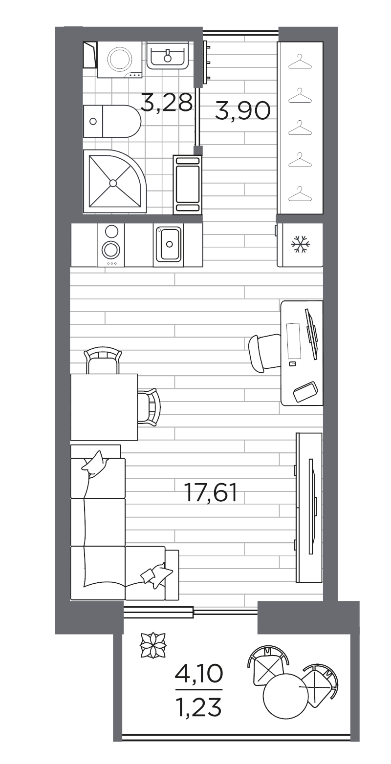Студия 26 м²