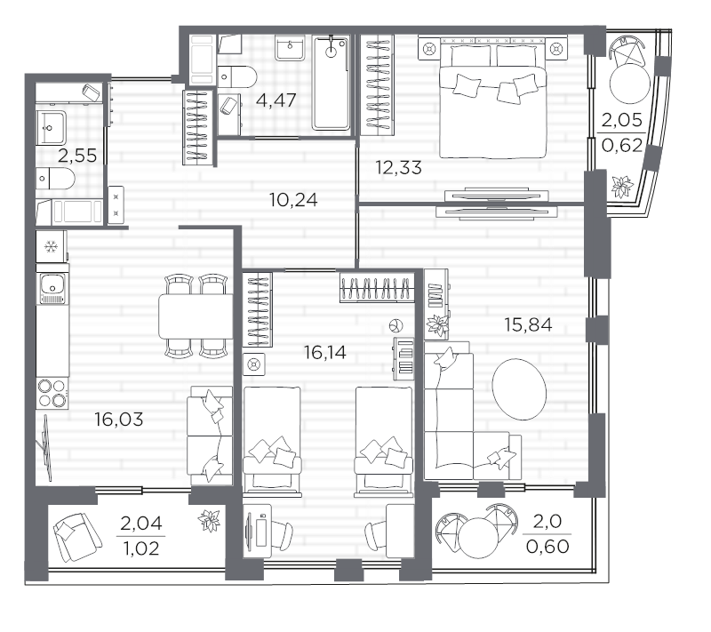 4 ккв (Евро) 79,8 м²