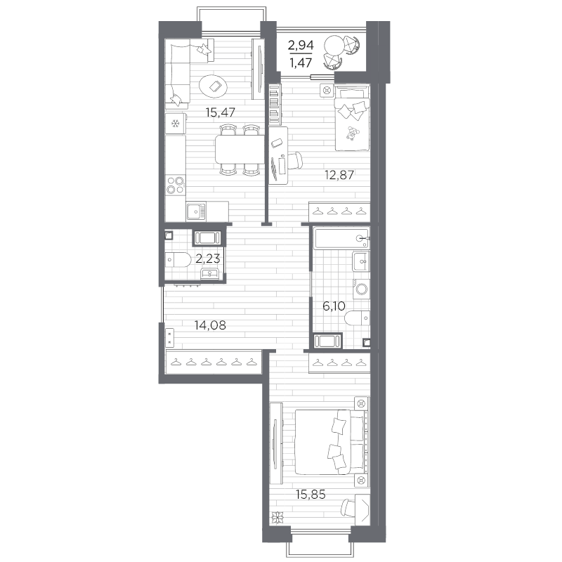 3 ккв (Евро) 68,1 м²
