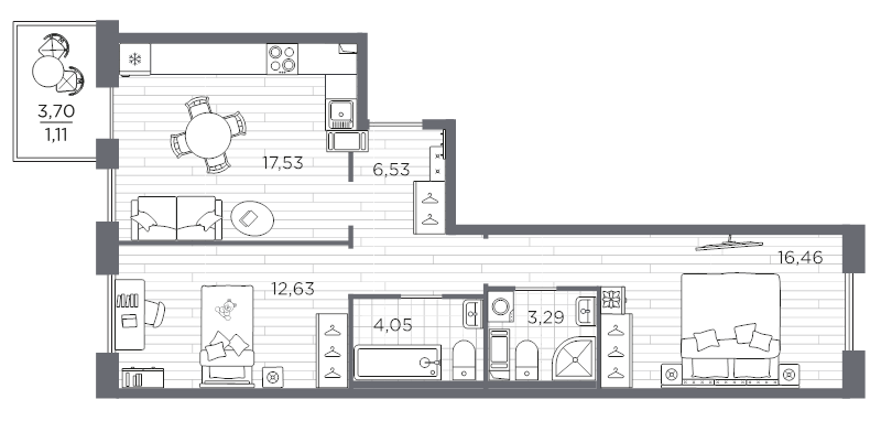 3 ккв (Евро) 61,6 м²