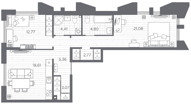 3 ккв (Евро) 72,9 м²