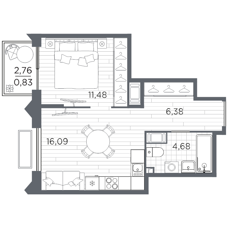 2 ккв (Евро) 39,5 м²
