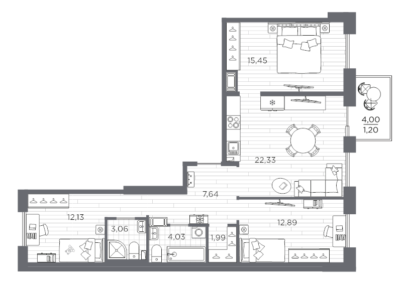 4 ккв (Евро) 80,7 м²