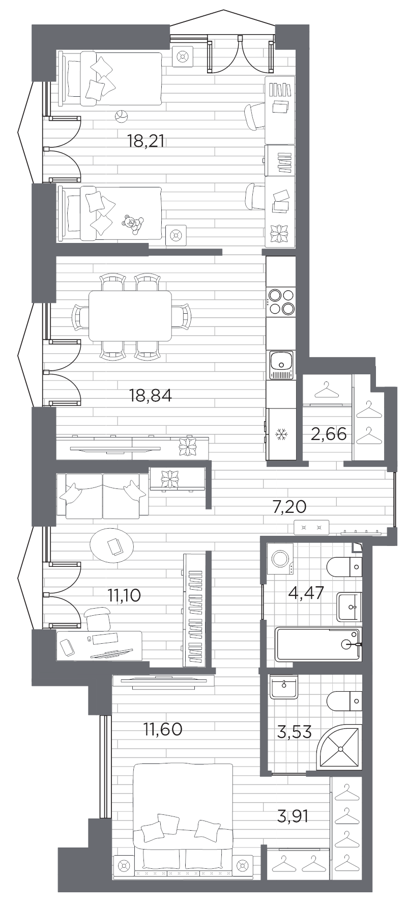 4 ккв (Евро) 81,5 м²