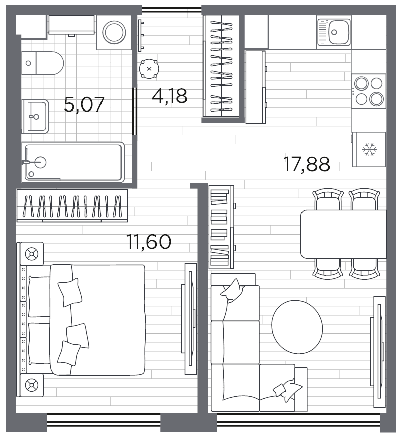 2 ккв (Евро) 39 м²