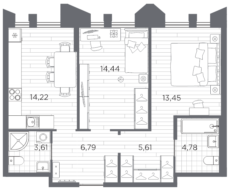 2 ккв 62,9 м²