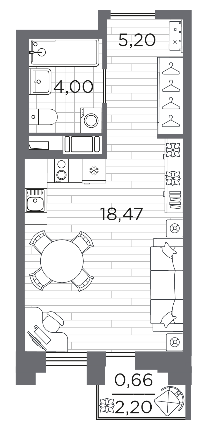 Студия 28,3 м²