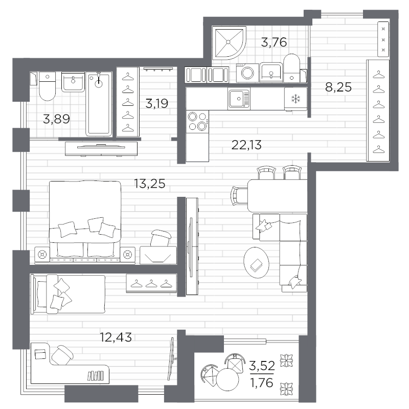3 ккв (Евро) 68,7 м²