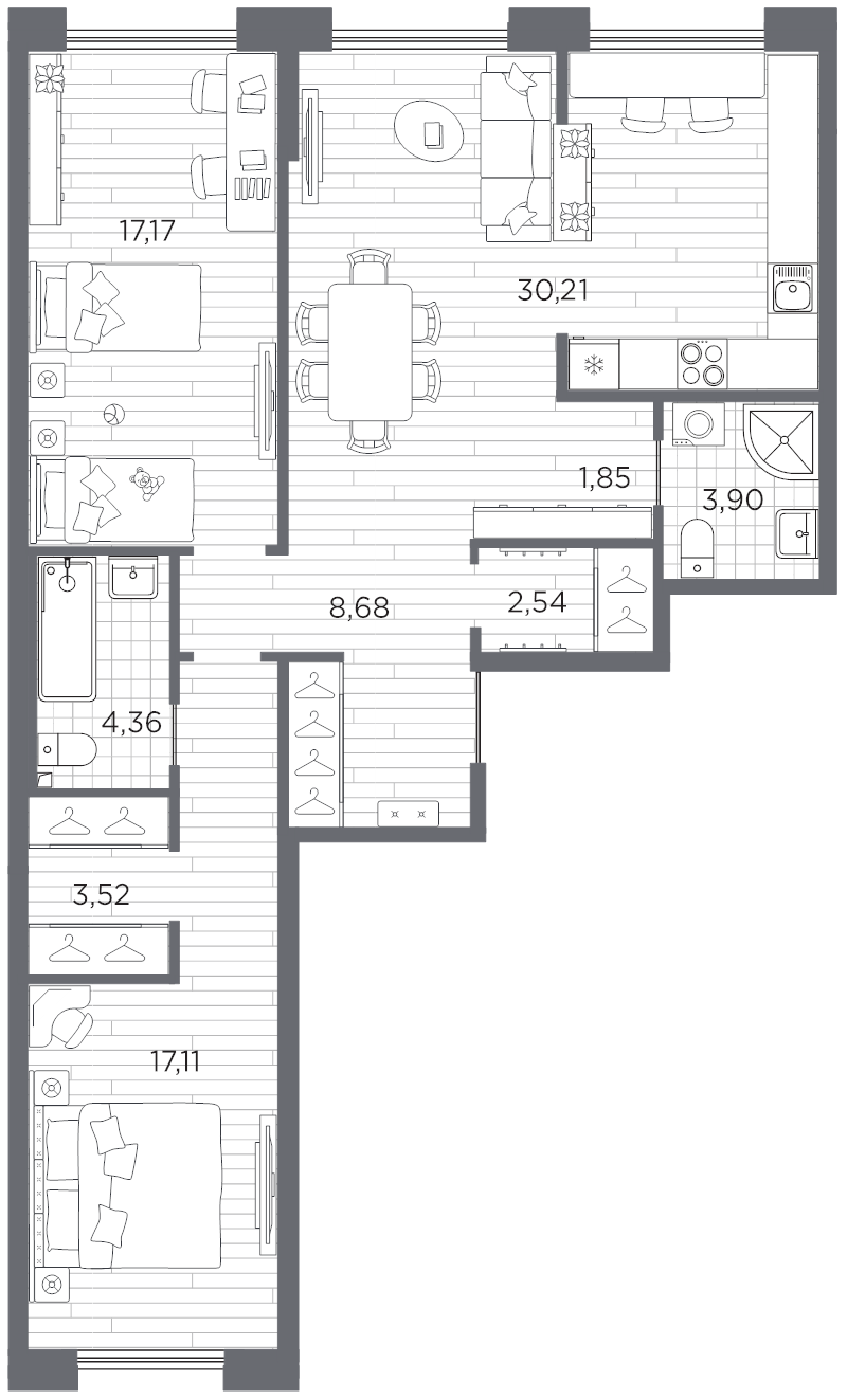 3 ккв (Евро) 89,3 м²
