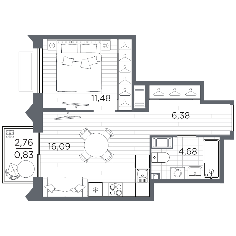 2 ккв (Евро) 39,5 м²