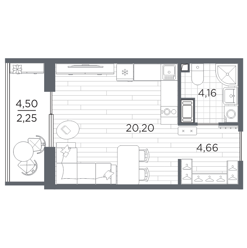 Студия 31,3 м²