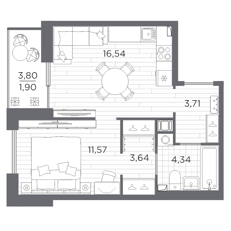 2 ккв (Евро) 41,7 м²